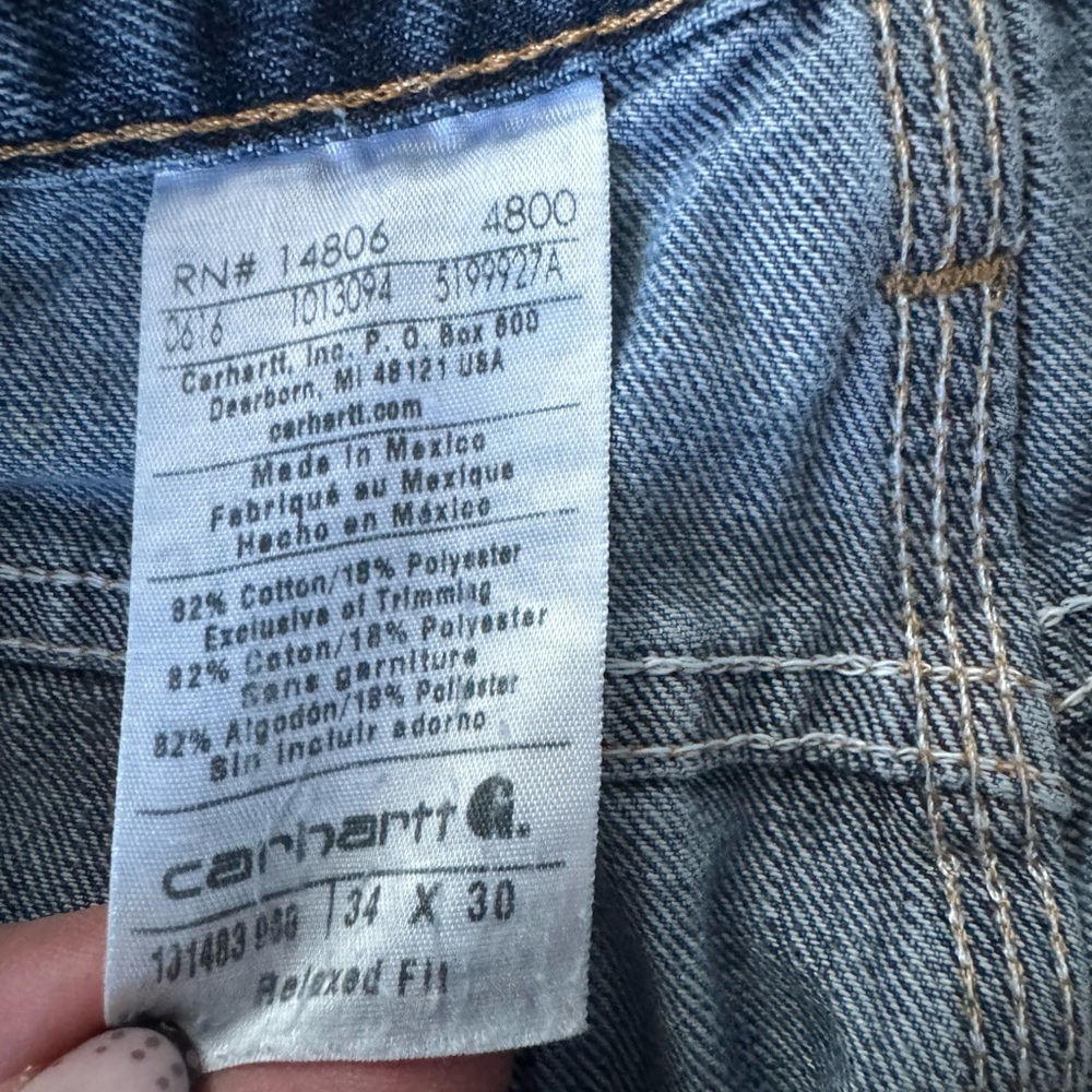 Carhartt Relaxed Fit Straight Leg Jeans Men’s 34x30 Blue Heavy Duty Work Denim - Picture 6 of 6